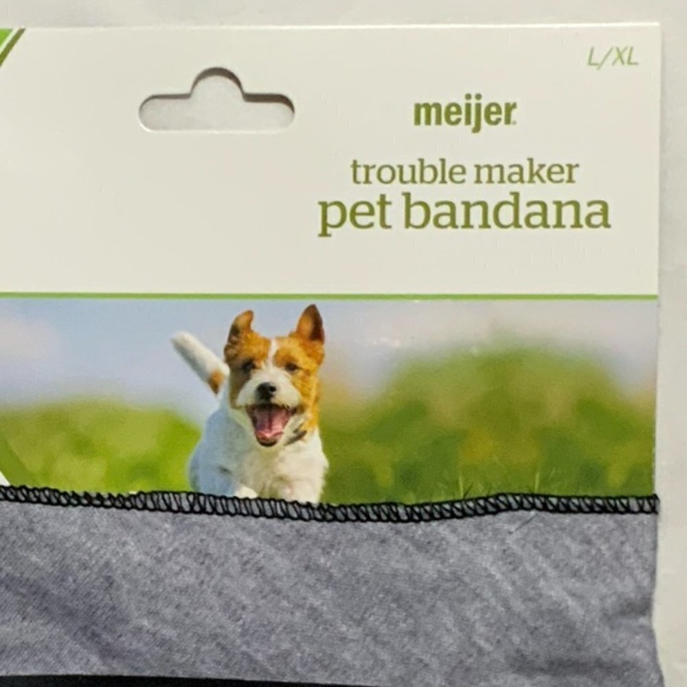 Dog Bandanna Trouble Maker Adjustable Tie On Gray Black Graphic Large X Large - Picture 7 of 11